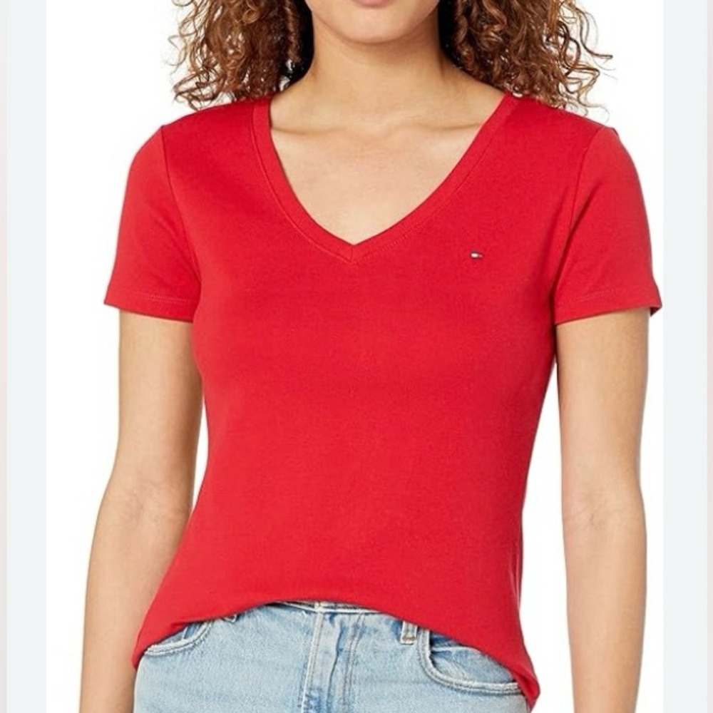 Tommy Hilfiger Red V-neck T-shirt